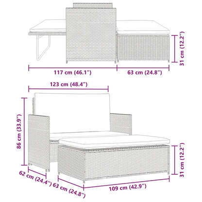 2-delt Have Lounge Sæt med Puder Poly Rattan Grey