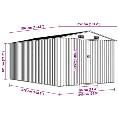 Gerätehaus 257x392x181 cm Metall Anthrazit