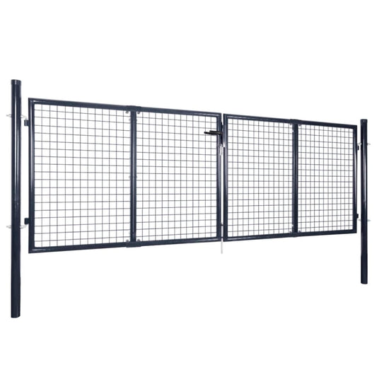 Gitter-Gartentor Verzinkter Stahl 306 x 100 cm Grau