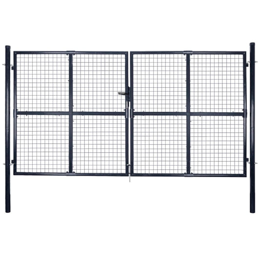 Gitter-Gartentor Verzinkter Stahl 306 x 175 cm Grau