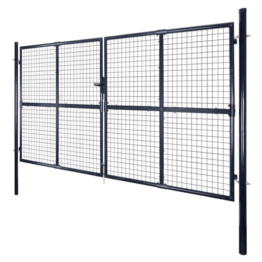 Gitter-Gartentor Verzinkter Stahl 306 x 175 cm Grau