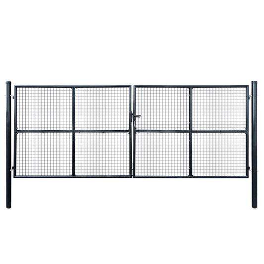 Gitter-Gartentor Verzinkter Stahl 415 x 150 cm Grau
