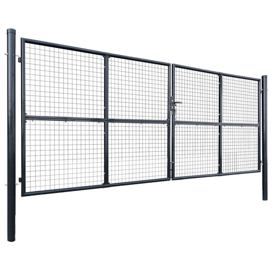 Gitter-Gartentor Verzinkter Stahl 415 x 150 cm Grau