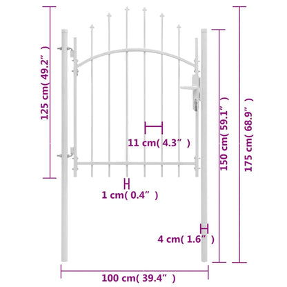 Gartentor Stahl 1x1,75 m Weiß