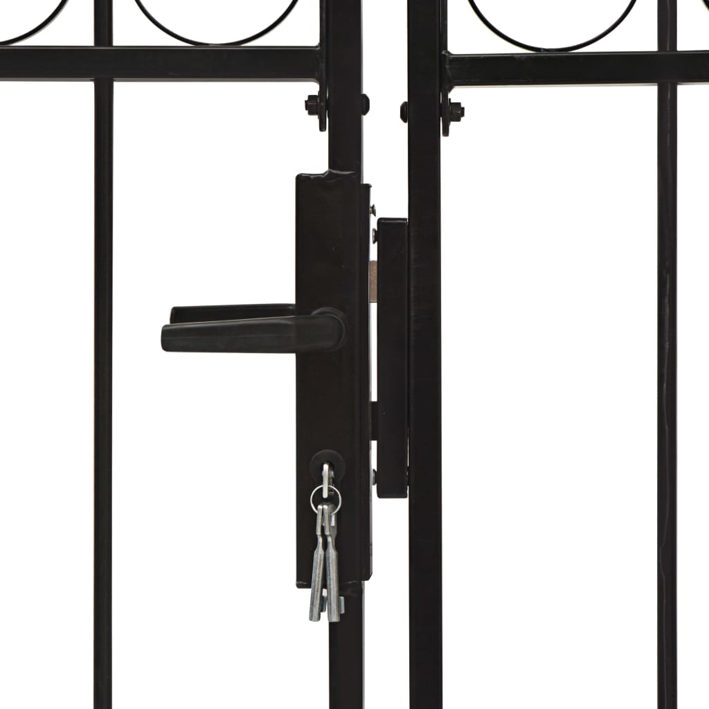 Zauntor Doppelflügel Gewölbte Spitze Stahl 300 x 125 cm Schwarz