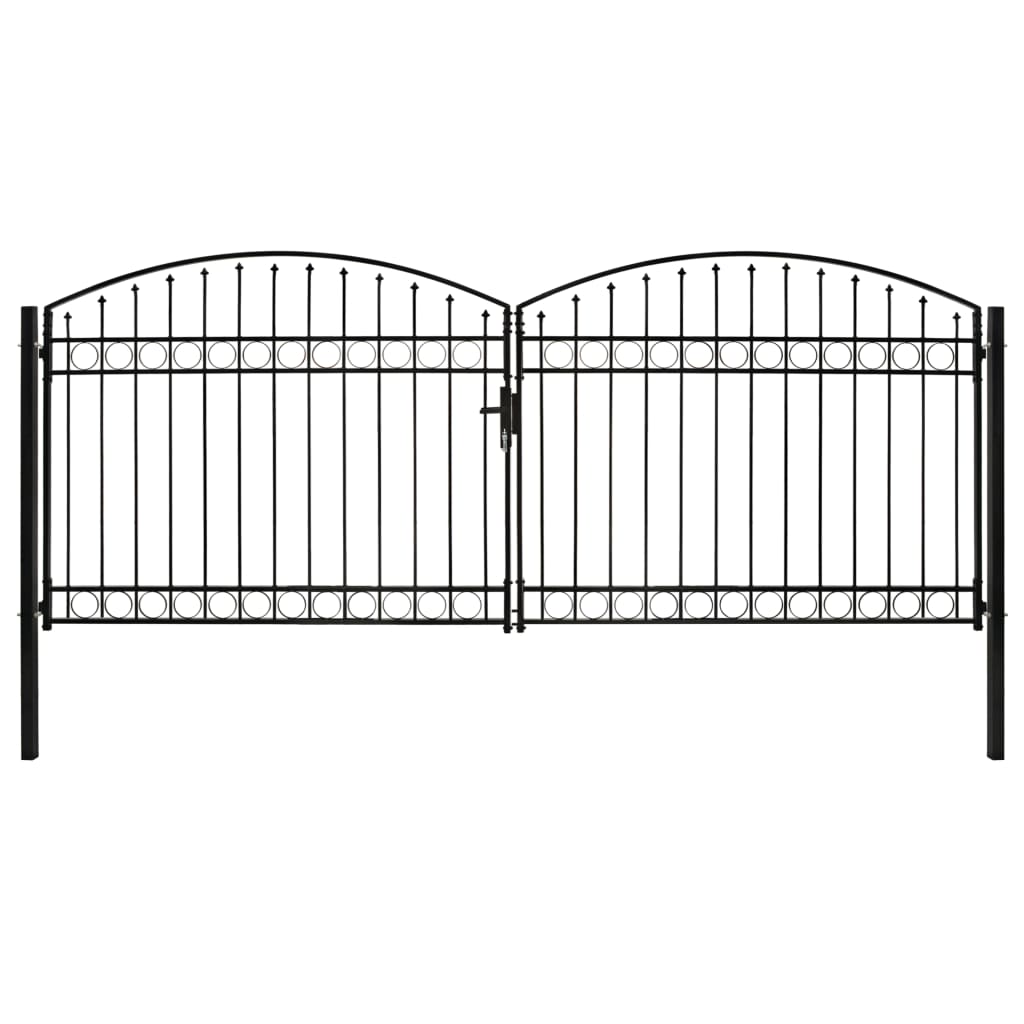 Hegnslåge Dobbeltfløjet Buet Topstål 400 x 175 cm Sort