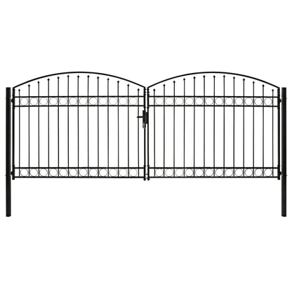 Hegnslåge Dobbeltfløjet Buet Topstål 400 x 175 cm Sort