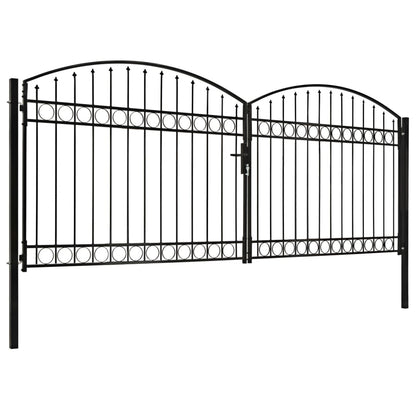Hegnslåge Dobbeltfløjet Buet Topstål 400 x 175 cm Sort