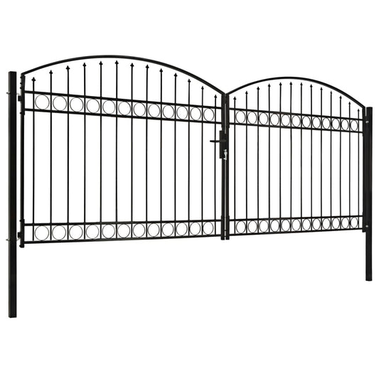 Hegnslåge Dobbeltfløjet Buet Topstål 400 x 175 cm Sort