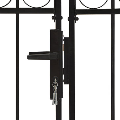 Hegnslåge Dobbeltfløjet Buet Topstål 400 x 175 cm Sort