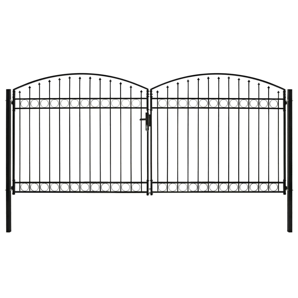 Hegnslåge Dobbeltfløjet Buet Topstål 400 x 200 cm Sort