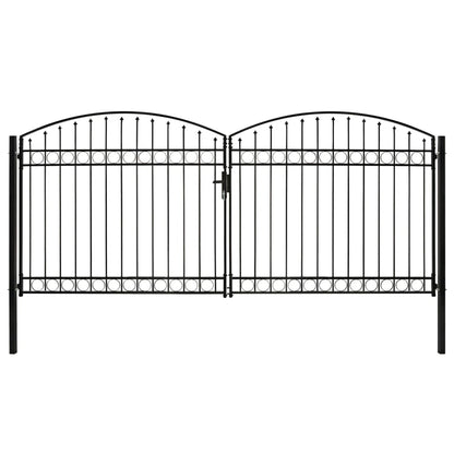 Hegnslåge Dobbeltfløjet Buet Topstål 400 x 200 cm Sort
