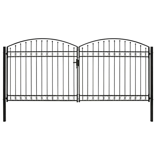 Hegnslåge Dobbeltfløjet Buet Topstål 400 x 200 cm Sort