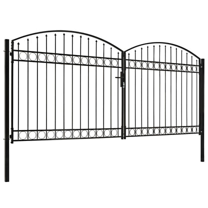 Hegnslåge Dobbeltfløjet Buet Topstål 400 x 200 cm Sort