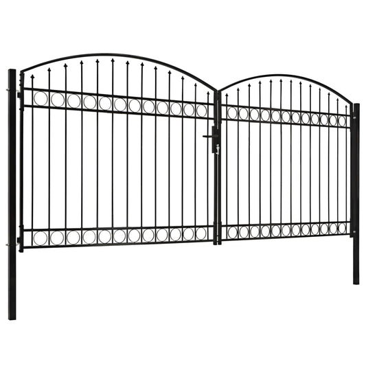 Hegnslåge Dobbeltfløjet Buet Topstål 400 x 200 cm Sort
