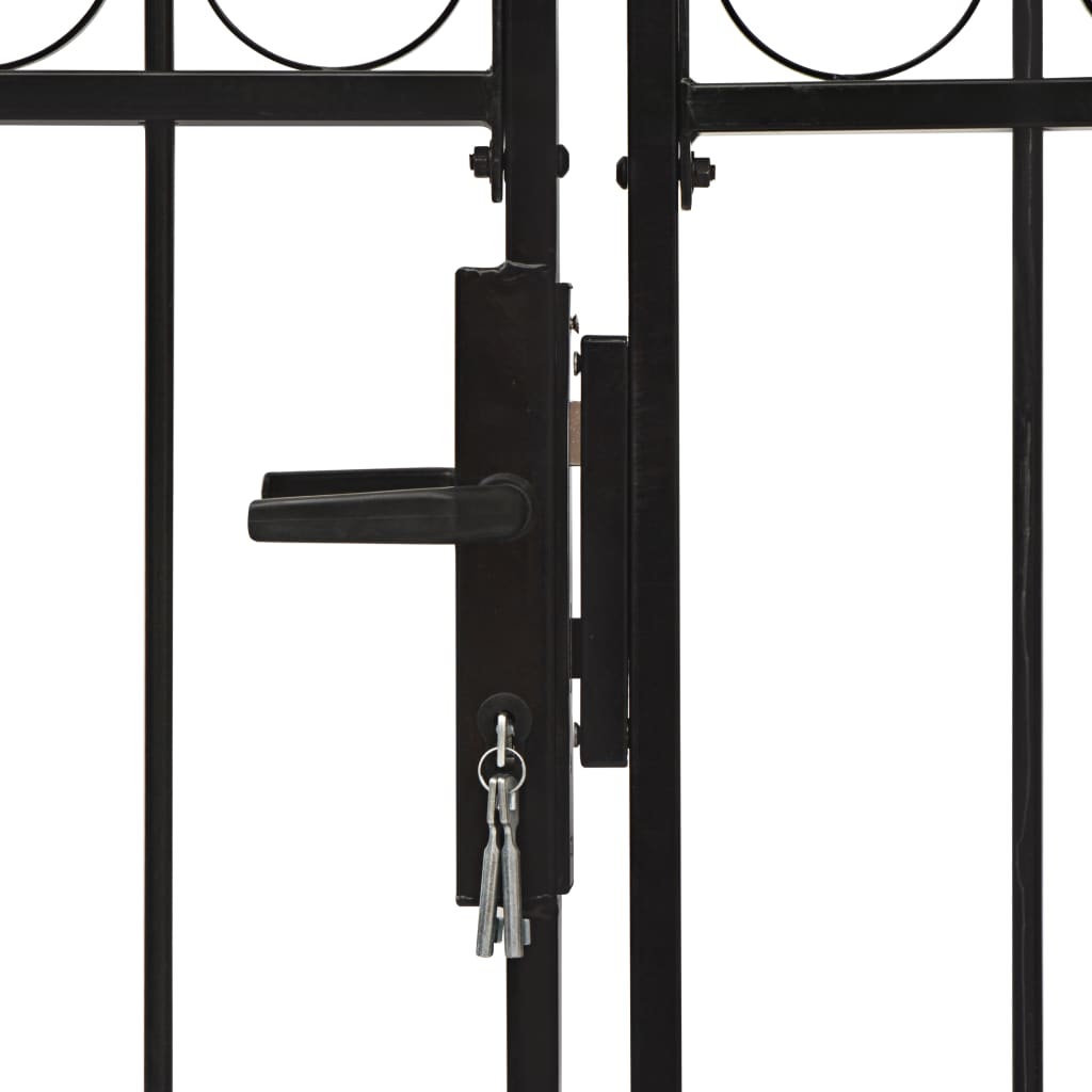 Hegnslåge Dobbeltfløjet Buet Topstål 400 x 200 cm Sort