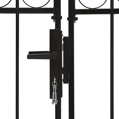 Hegnslåge Dobbeltfløjet Buet Topstål 400 x 200 cm Sort