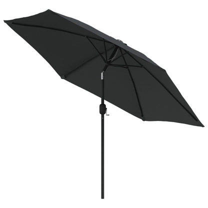 Sonnenschirm mit LED-Leuchten und Stahlmast 300 cm Anthrazit