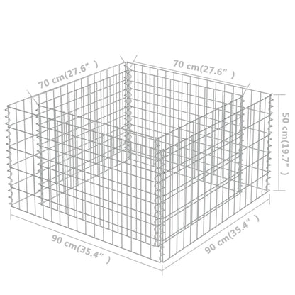 Gabionen-Hochbeet Verzinkter Stahl 90×90×50 cm