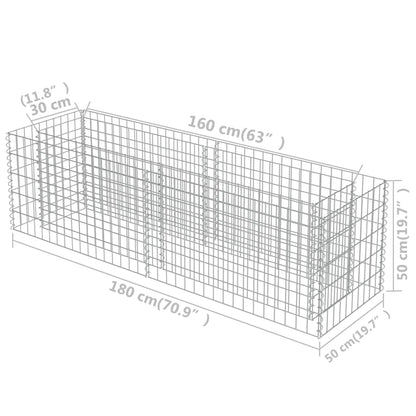 Gabionen-Hochbeet Verzinkter Stahl 180×50×50 cm