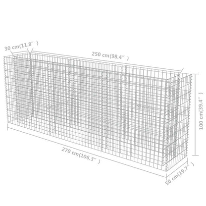 Gabionen-Hochbeet Verzinkter Stahl 270×50×100 cm