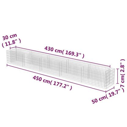 Gabionen-Hochbeet Verzinkter Stahl 450×50×50 cm