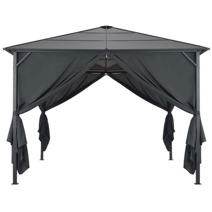 Gartenpavillon mit Vorhang Aluminium 3×3 m Schwarz