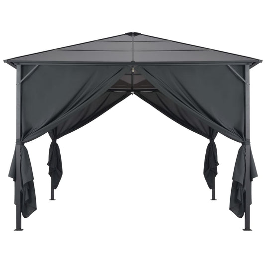Gartenpavillon mit Vorhang Aluminium 3×3 m Schwarz