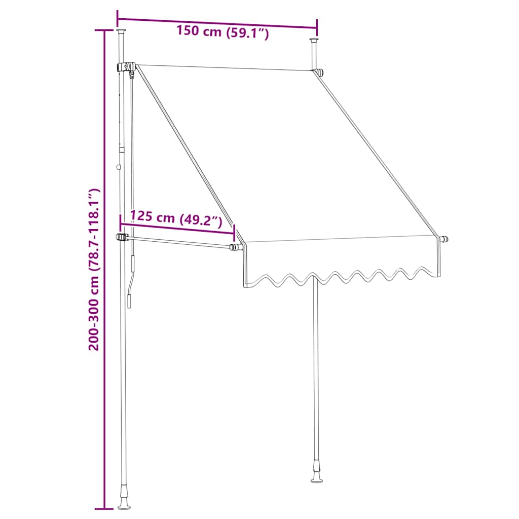 Einziehbare Markise Handbetrieben 150 cm Anthrazit