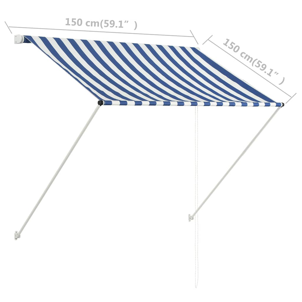 Einziehbare Markise 150×150 cm Blau und Weiß