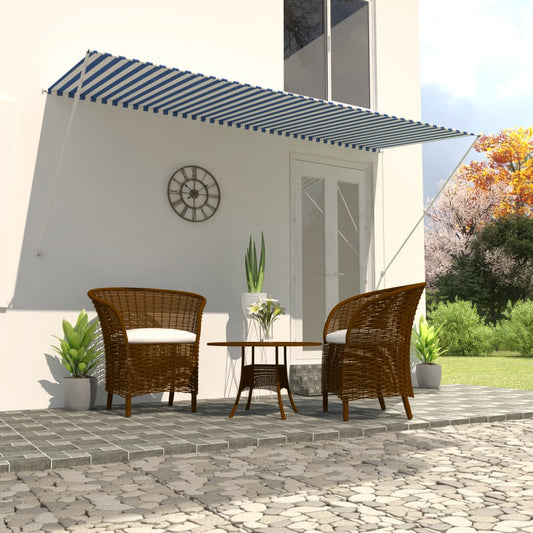 Einziehbare Markise 300×150 cm Blau und Weiß