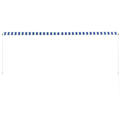 Einziehbare Markise 350 x 150 cm Blau und Weiß