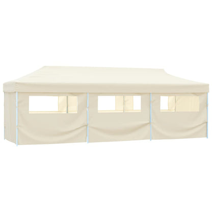 Faltzelt Partyzelt Pop-Up mit 8 Seitenwänden 870x291x315 cm Creme