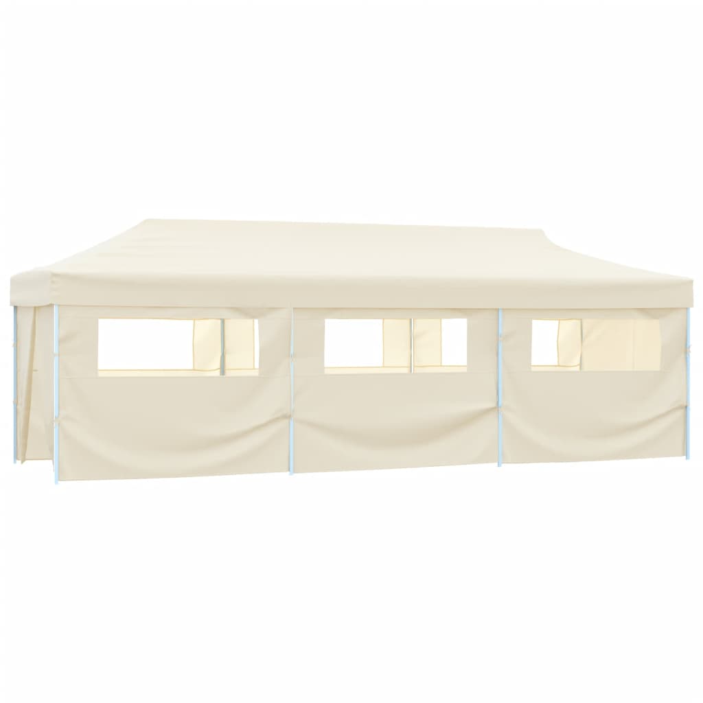 Faltzelt Partyzelt Pop-Up mit 8 Seitenwänden 870x291x315 cm Creme