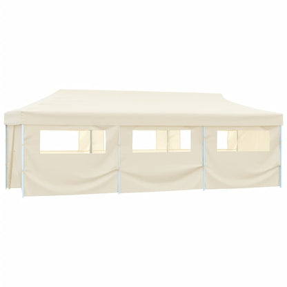 Faltzelt Partyzelt Pop-Up mit 8 Seitenwänden 870x291x315 cm Creme