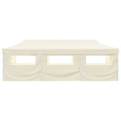 Faltzelt Partyzelt Pop-Up mit 8 Seitenwänden 870x291x315 cm Creme