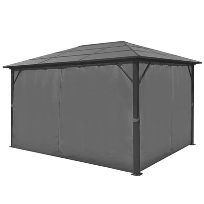 Pavillon mit Vorhängen Anthrazit Aluminium 400 x 300 cm