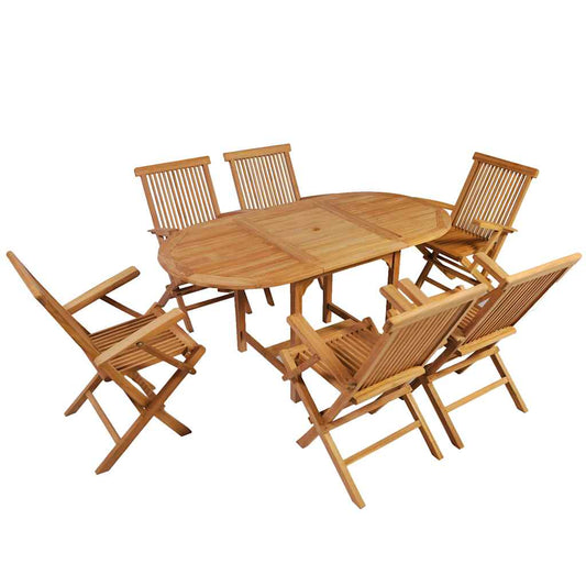 7-tlg. Garten-Essgruppe Teak Massivholz