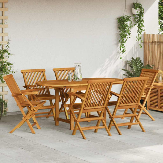 7-tlg. Garten-Essgruppe Teak Massivholz