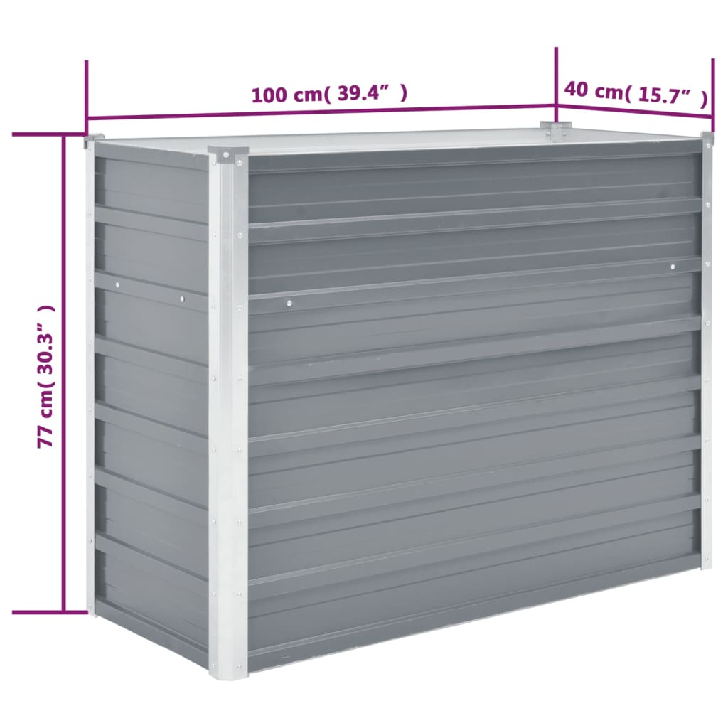 Garten-Hochbeet Verzinkter Stahl 100x40x77 cm Grau