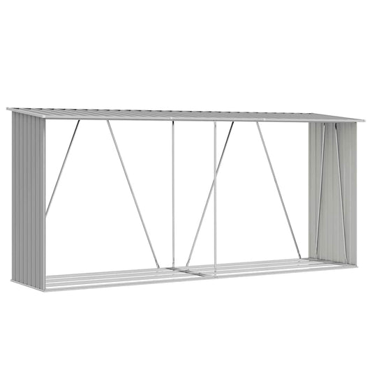 Brennholzlager aus verzinktem Stahl 330x84x152 cm Grau