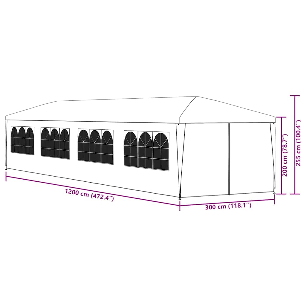 Partyzelt 3x12 m Anthrazit