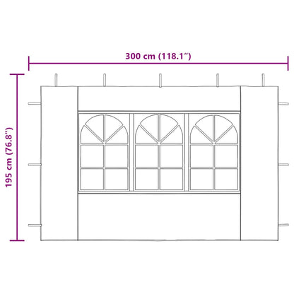 Partyzelt-Seitenwände 2 Stück mit Fenster PE Weiß