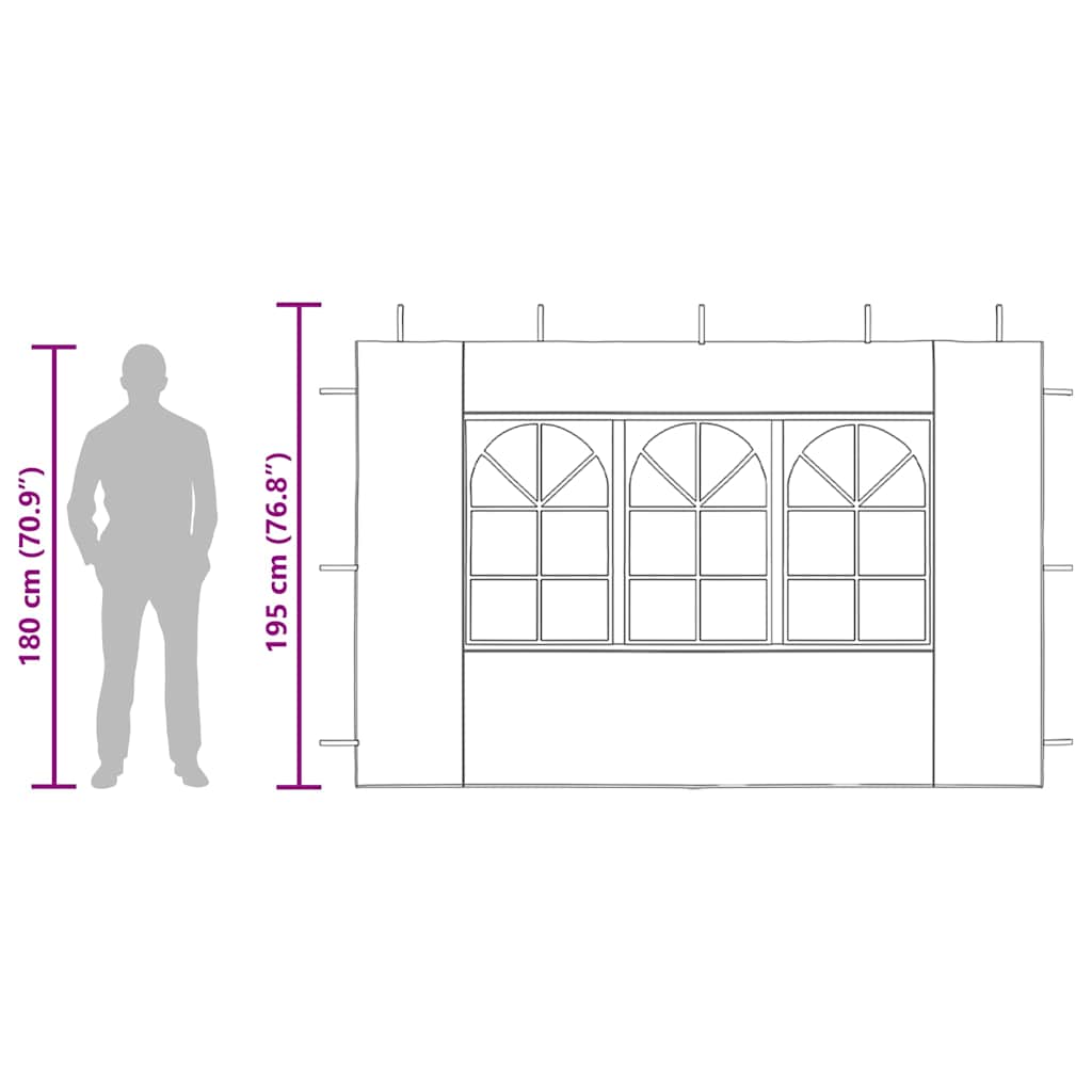 Partyzelt-Seitenwände 2 Stück mit Fenster PE Blau
