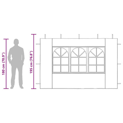 Partyzelt-Seitenwände 2 Stück mit Fenster PE Blau