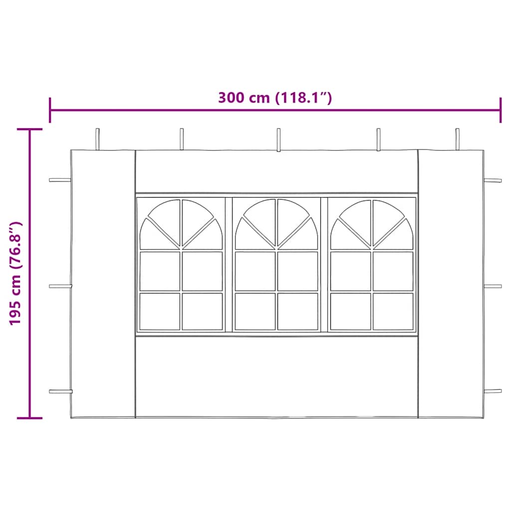 Partyzelt-Seitenwände 2 Stück mit Fenster PE Anthrazit