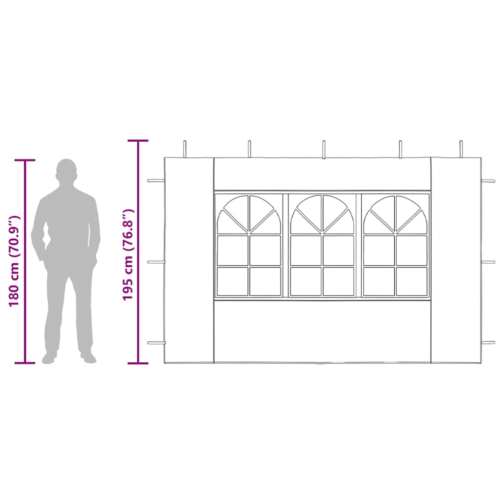 Partyzelt-Seitenwände 2 Stück mit Fenster PE Anthrazit