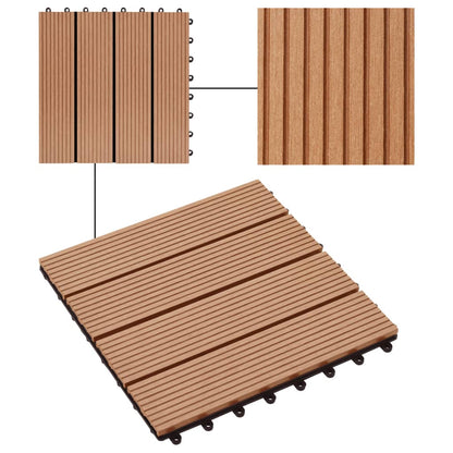 Terrassenfliesen 11 Stück WPC 30 x 30 cm 1 qm Teakholzfarbe