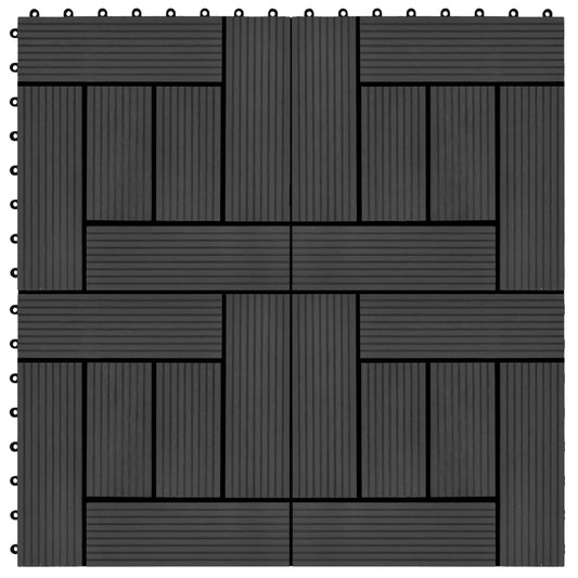 Terrassenfliesen 11 Stück WPC 30 x 30 cm 1 qm Schwarz