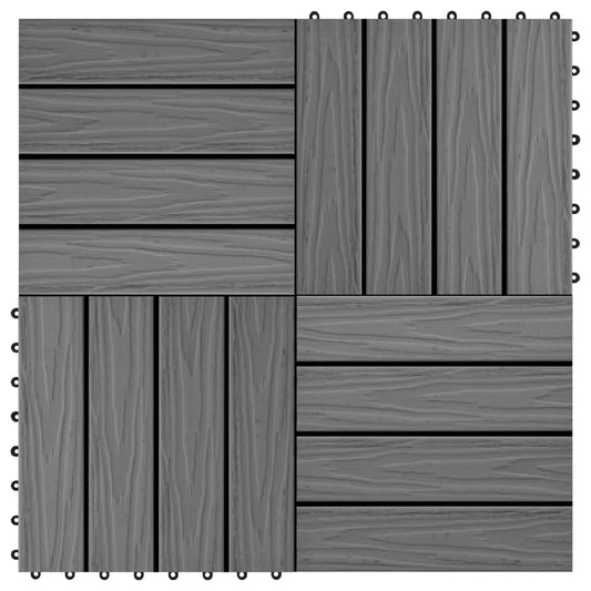 Terrassenfliesen 11 Stk. Tief Geprägt WPC 30x30cm 1 qm Grau